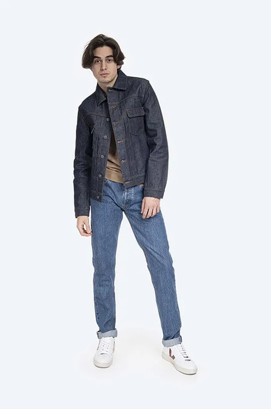 A.P.C. kurtka jeansowa bawełniana Veste Jean Work granatowy