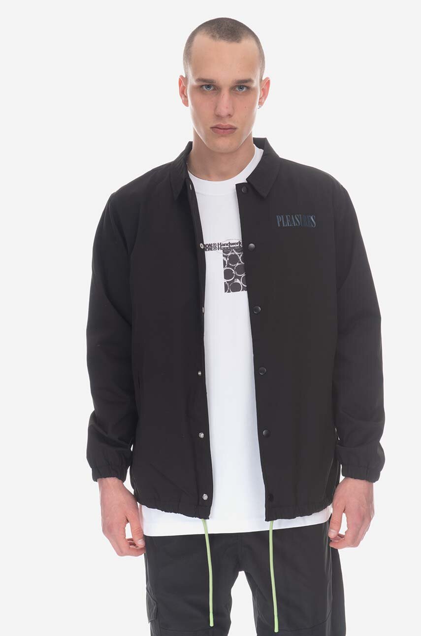 negru PLEASURES geacă Bended Coach Jacket De bărbați