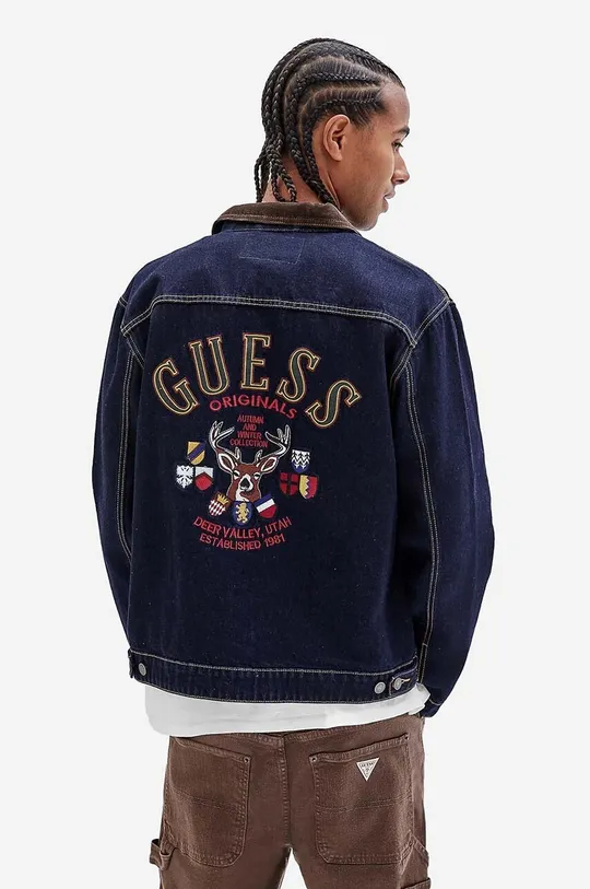 granatowy Guess Originals kurtka jeansowa bawełniana Deer Denim