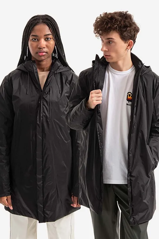 fekete Rains rövid kabát Padded Nylon Coat 1548 BLACK Uniszex