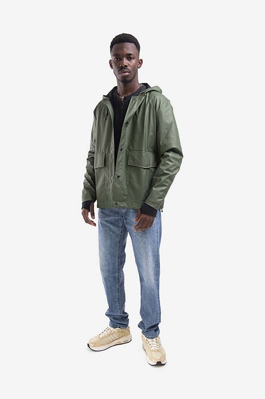 Rains rain jacket Short Hooded Coat green