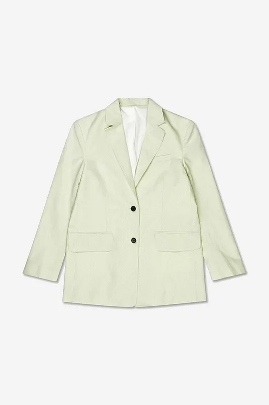 Sako s příměsí lnu Wood Wood Madeleine Mini Stripe Blazer 12211201-5291 PASTEL GREEN  66 % Bavlna, 34 % Len