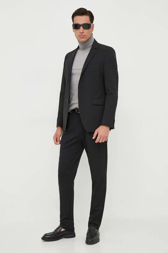 Vlnená bunda Karl Lagerfeld čierna