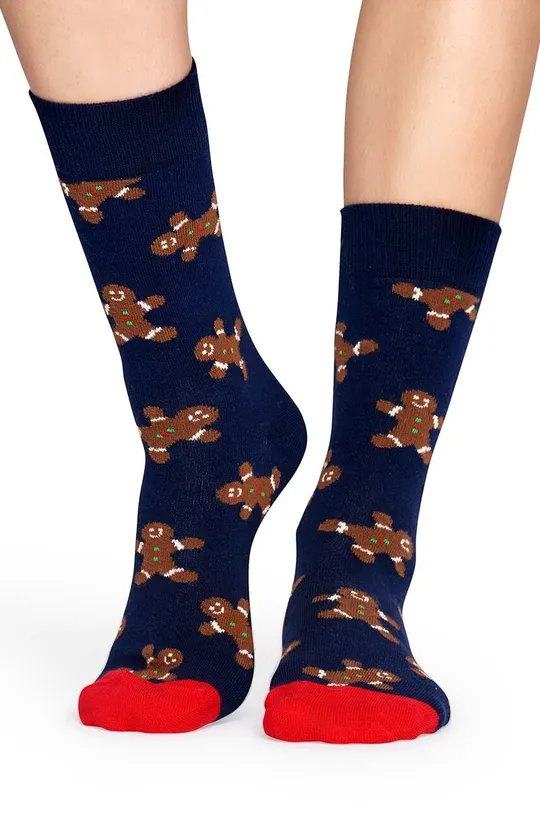 Nogavice Happy Socks Holiday Singles Gingerbread mornarsko modra