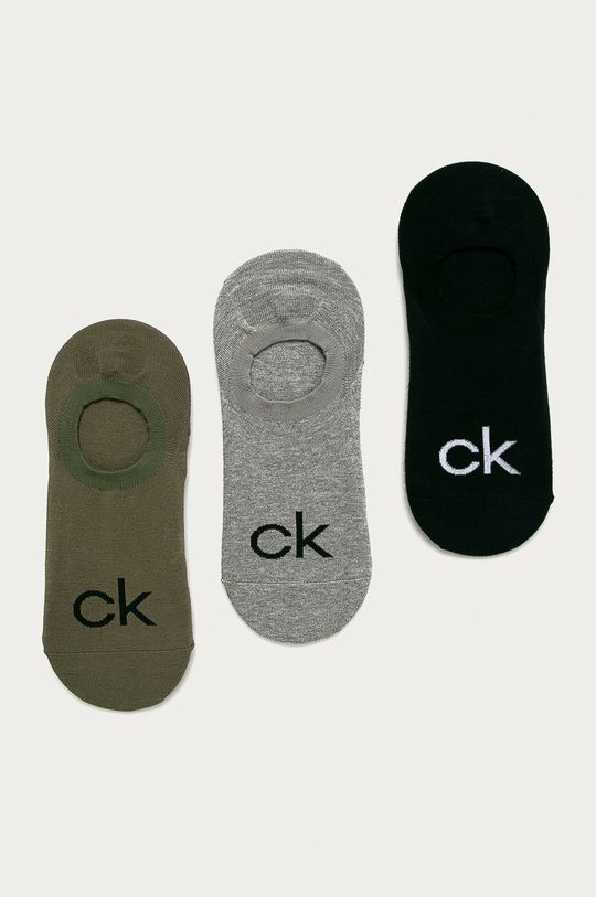 olivová Calvin Klein - Kotníkové ponožky (3-pack) Pánský