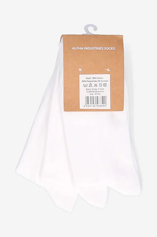 Κάλτσες Alpha Industries Basic Socks 3-pack λευκό