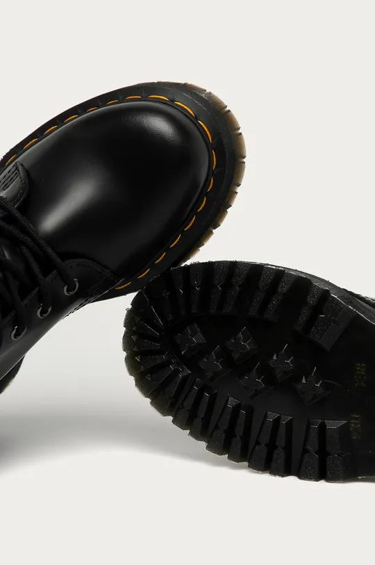 black Dr. Martens leather biker boots