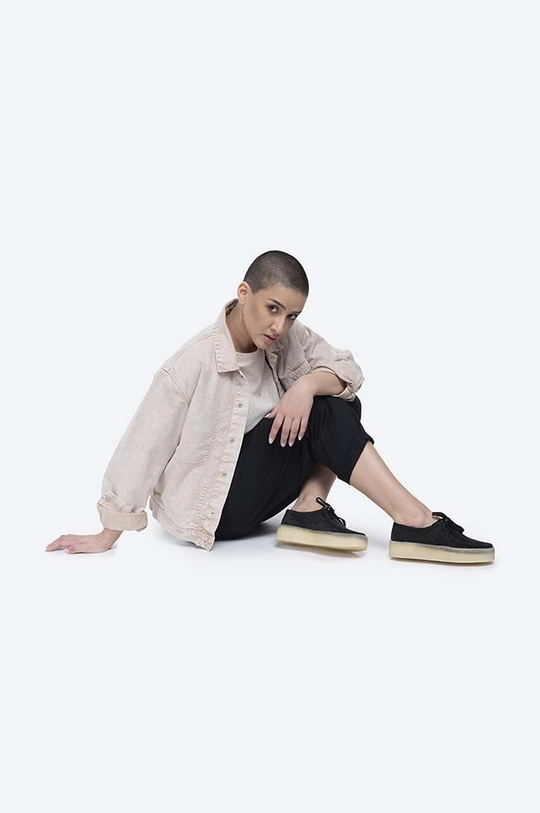 Semišové mokasíny Clarks Wallabee Cup Black Dámský