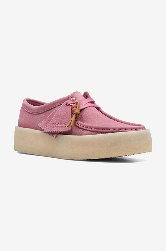 pink Clarks suede shoes Wallabee