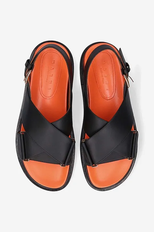 čierna Kožené sandále Marni Fussbett Shoe