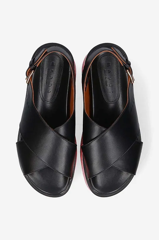 crna Kožne sandale Marni Wedge Shoe