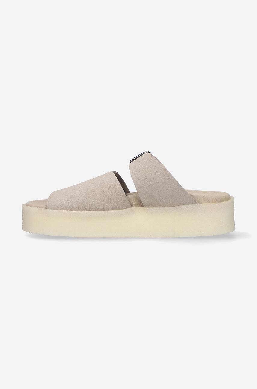 Natikače od brušene kože Clarks Originals Crepe Slide bež