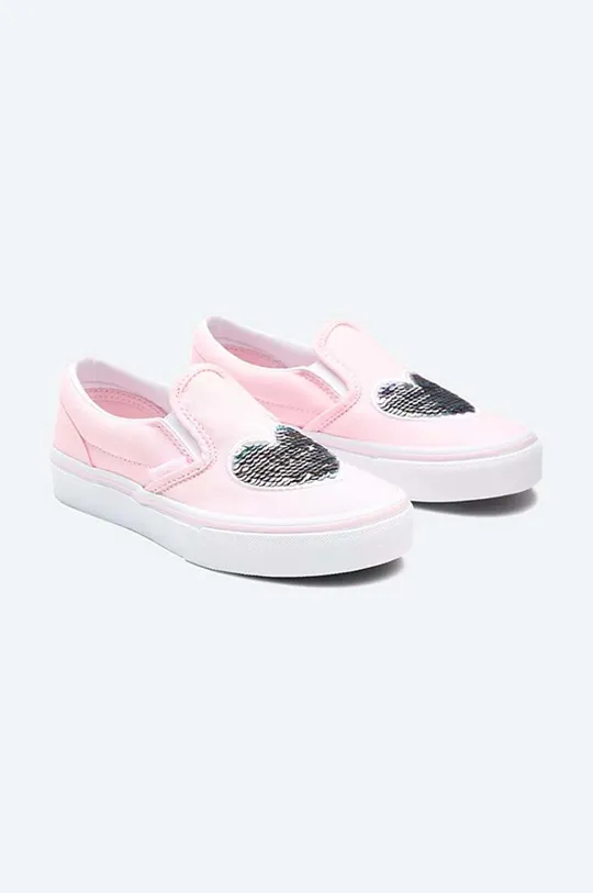 ροζ Παιδικά πάνινα παπούτσια Vans Sequin Patch Classic Slip-On