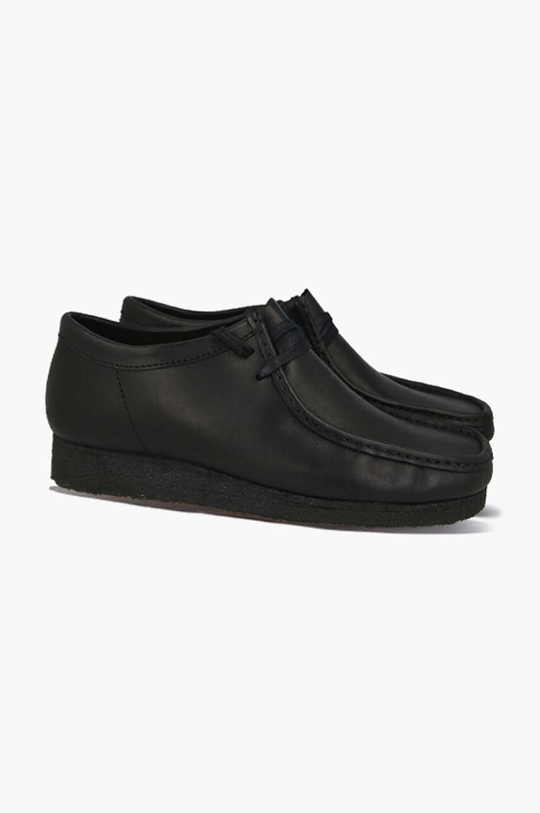 black Clarks leather shoes Wallabee