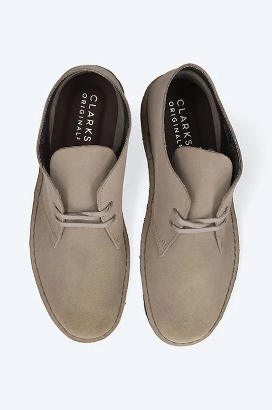 gray Clarks suede shoes Desert Boot