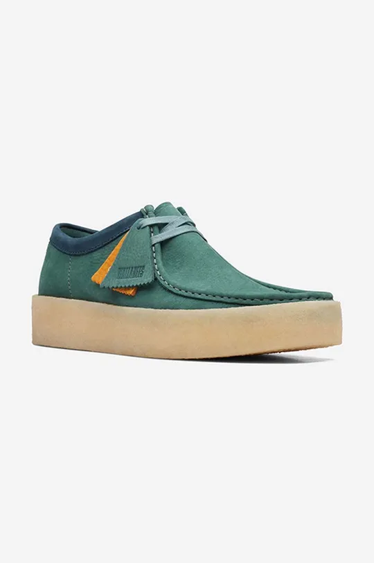 green Clarks suede shoes Wallabee