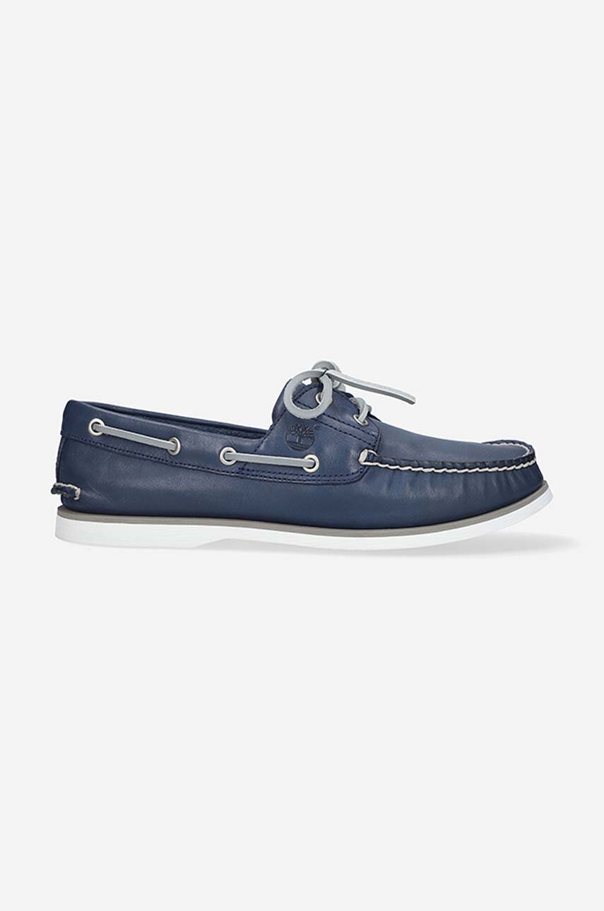 niebieski Timberland mokasyny skórzane Classic Boat 2 Eye Męski