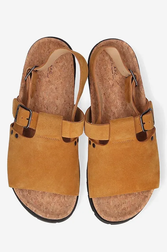 hnedá Semišové sandále A.P.C. Sandales Noe PXBAH-H51057 CARAMEL