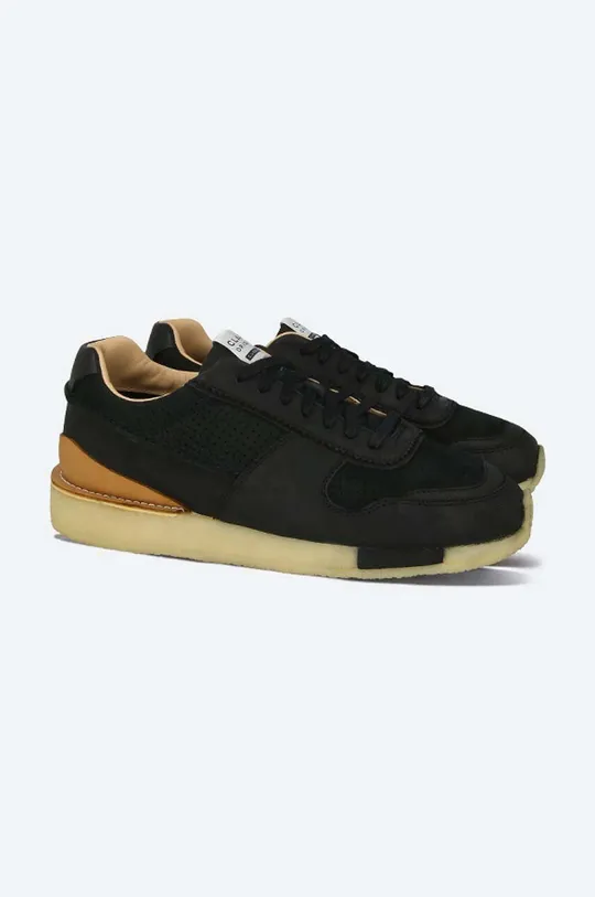black Clarks leather sneakers