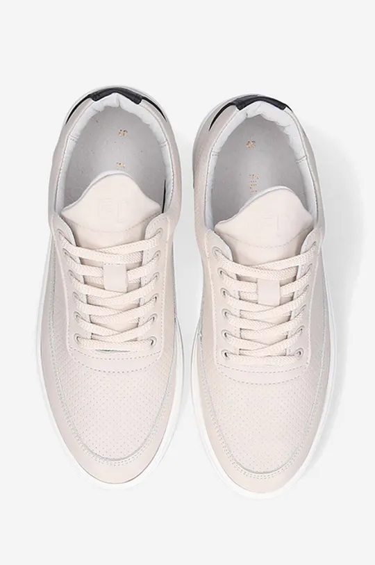 béžová Kožené sneakers boty Filling Pieces Low Top Bianco Perforated