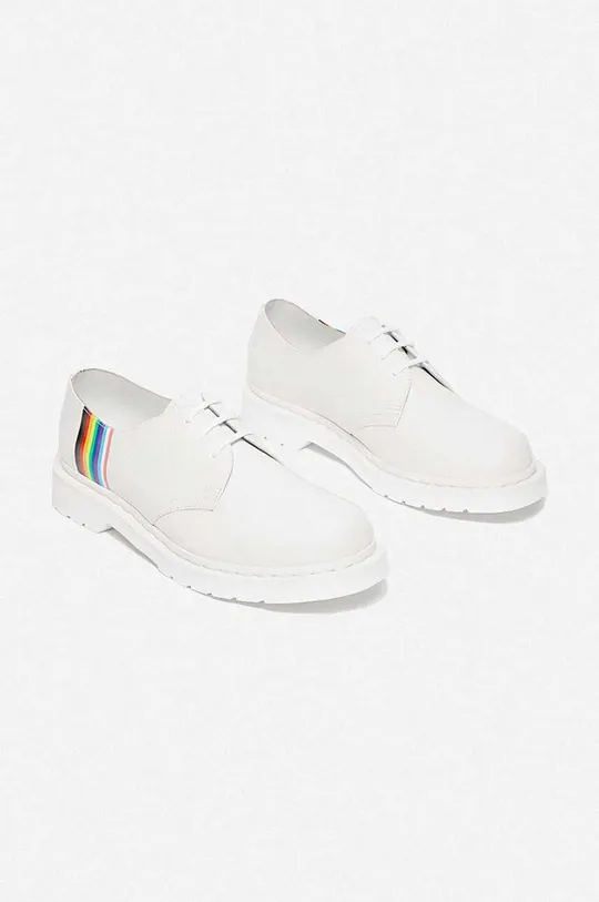 white Dr. Martens leather shoes For Pride