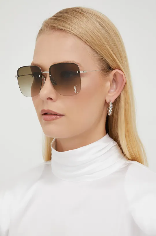 srebrna Sončna očala Saint Laurent Ženski