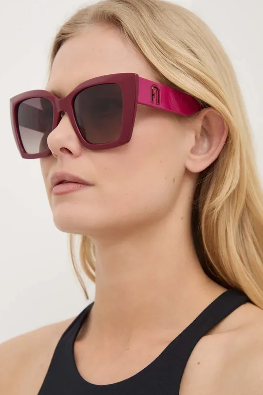 bordowy Furla okulary przeciwsłoneczne Damski