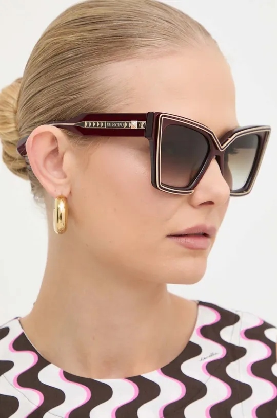 bordowy Valentino okulary przeciwsłoneczne V - GRACE Damski