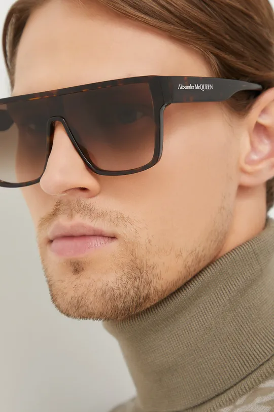 brązowy Alexander McQueen okulary przeciwsłoneczne Męski