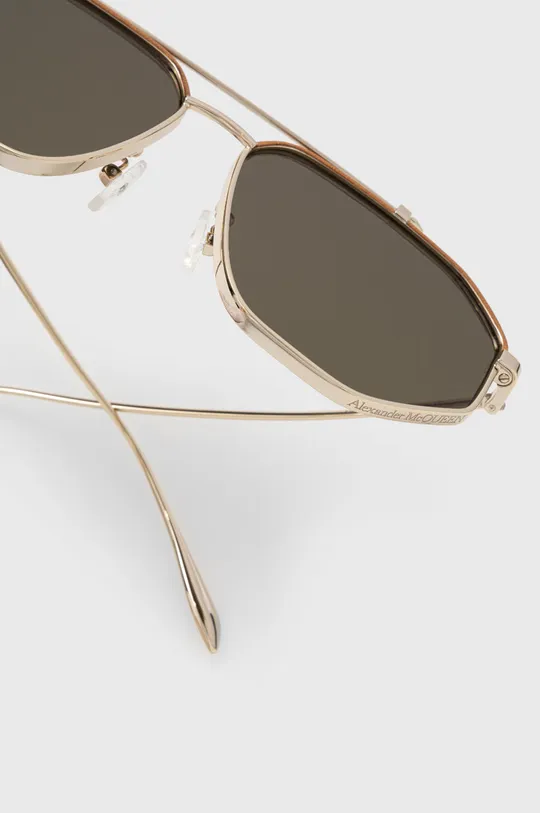 złoty Alexander McQueen okulary przeciwsłoneczne