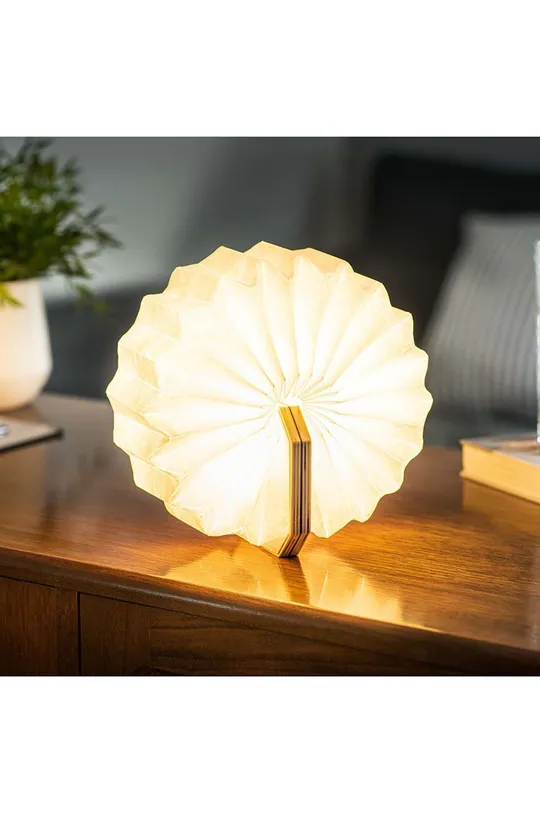 Gingko Design lampa ledowa Smart Accordion Lamp Papier, drewno orzecha włoskiego