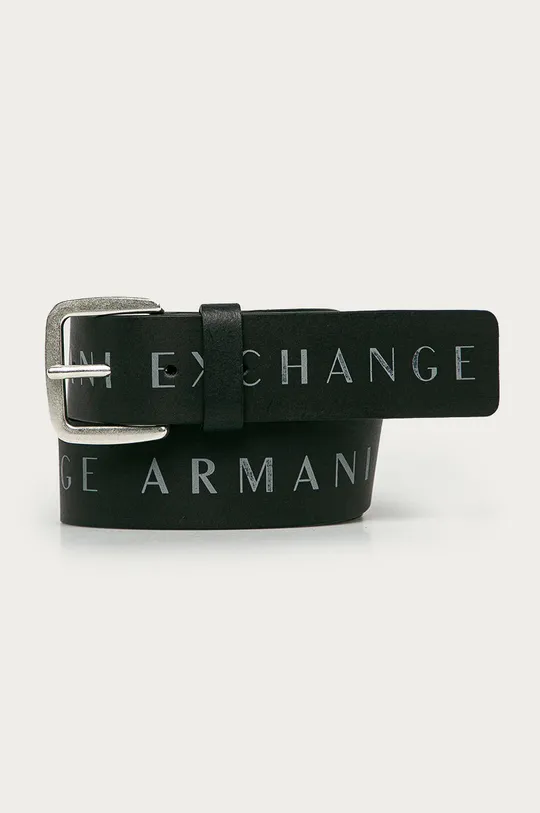 czarny Armani Exchange - Pasek skórzany Męski