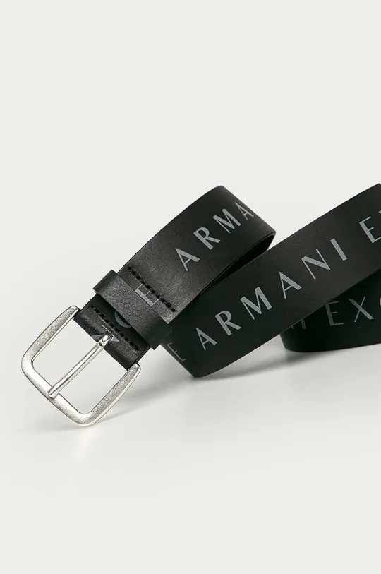 Armani Exchange - Δερμάτινη ζώνη μαύρο