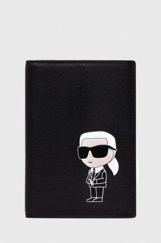 czarny Karl Lagerfeld portfel skórzany Damski