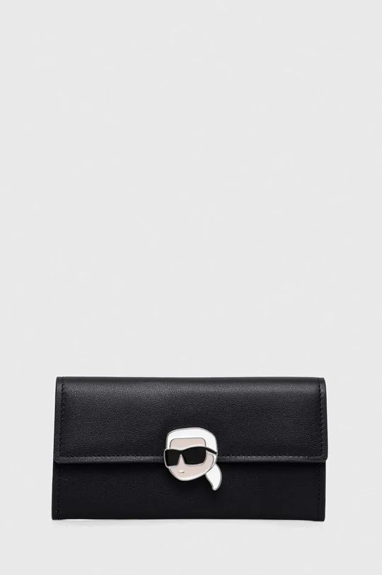 czarny Karl Lagerfeld portfel skórzany Damski