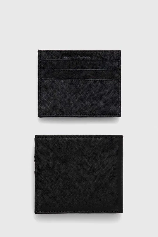 Кожаные кошелёк и чехол для карт Emporio Armani чёрный