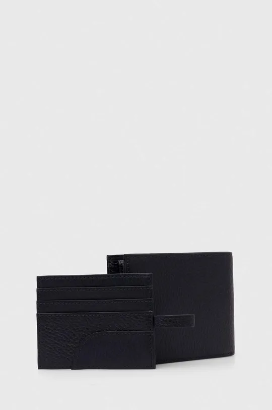 Шкіряний гаманець Emporio Armani темно-синій