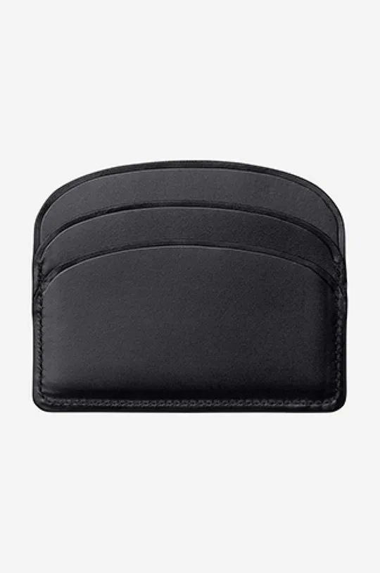 Кожен калъф за карти A.P.C. Porte-cartes Demi-lune PXAWV-F63270 BLACK 100% естествена кожа