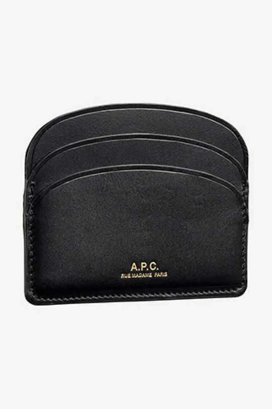 černá Kožené pouzdro na karty A.P.C. Porte-cartes Demi-lune PXAWV-F63270 BLACK