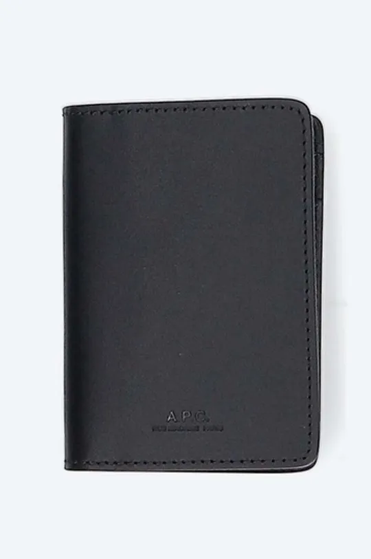 black A.P.C. leather card holder Stefan Unisex