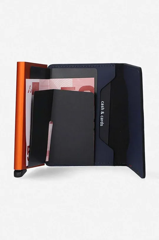 Secrid wallet Slimwallet Matte SM-Nightblue & Orange Aluminum, Natural leather
