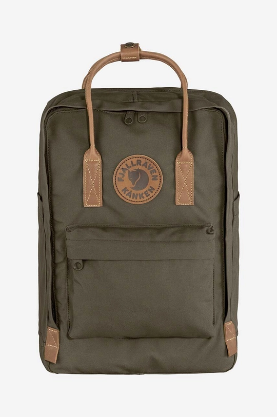 Fjallraven backpack Kanken No.2  Basic material: 65% Recycled polyester, 35% Cotton Finishing: 100% Natural leather