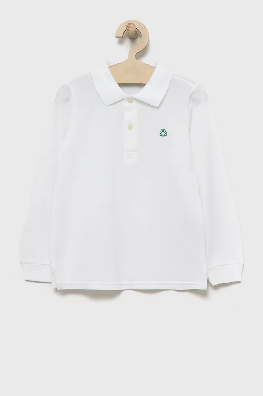 bela Otroška bombažna majica z dolgimi rokavi United Colors of Benetton Fantovski