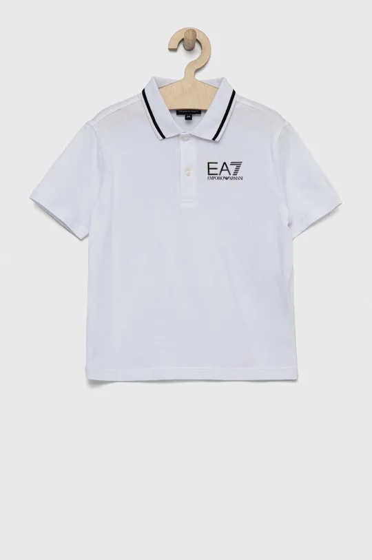 biały EA7 Emporio Armani polo bawełniane dziecięce Chłopięcy