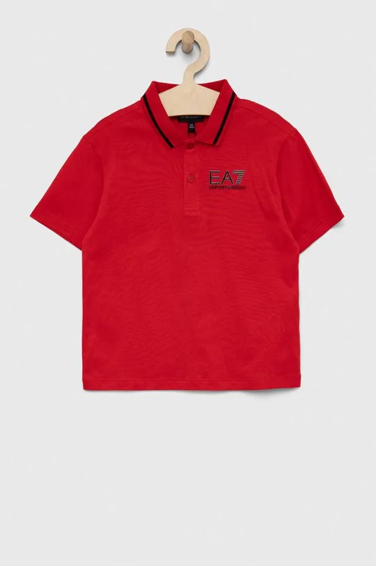 κόκκινο Παιδικά βαμβακερά μπλουζάκια πόλο EA7 Emporio Armani Για αγόρια