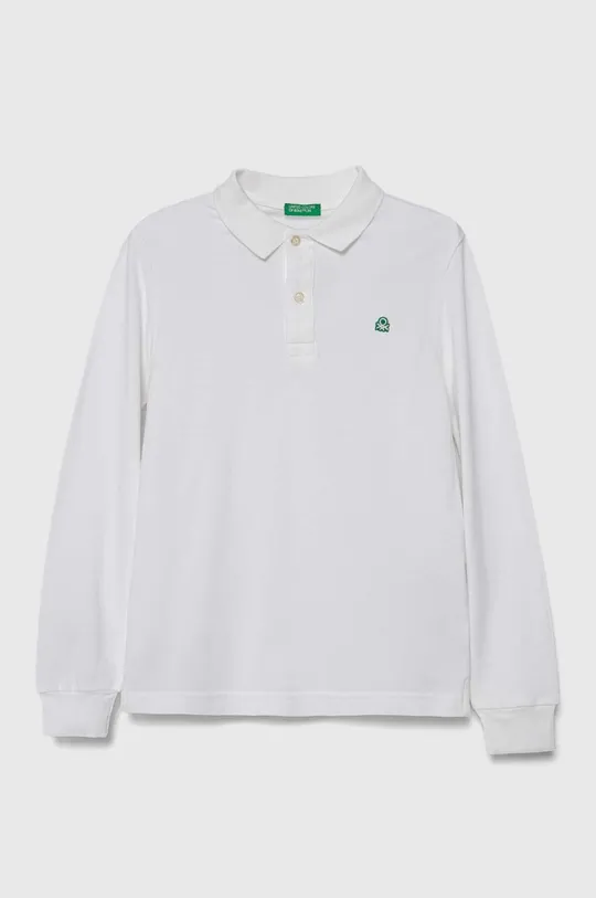 biela Detská bavlnená košeľa s dlhým rukávom United Colors of Benetton Chlapčenský