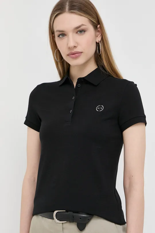 μαύρο Βαμβακερό μπλουζάκι πόλο Armani Exchange Γυναικεία