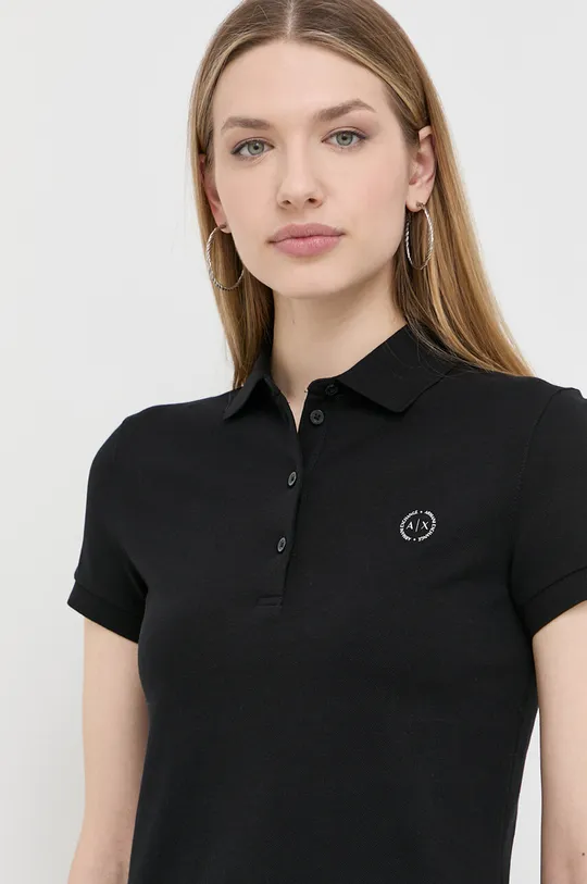 μαύρο Βαμβακερό μπλουζάκι πόλο Armani Exchange