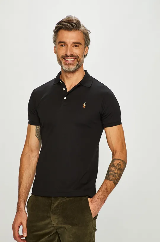 czarny Polo Ralph Lauren - T-shirt/polo 710685514002 Męski