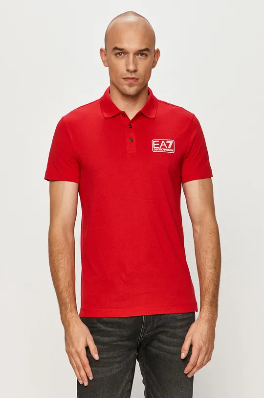 červená EA7 Emporio Armani - Polo tričko Pánsky